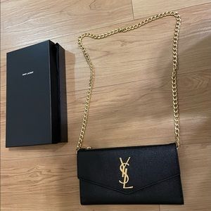 YSL UPTOWN LARGE WALLET IN GRAIN DE POUDRE EMBOSSED LEATHER